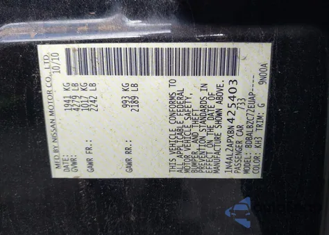 2011 Nissan Altima 2.5 S from USA, damaged, VIN 1N4AL2APXBN425403